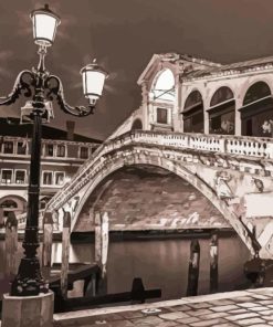 Rialto Bridge Venice Black And White Diamond Painting