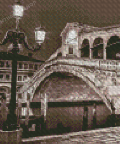 Rialto Bridge Venice Black And White Diamond Painting