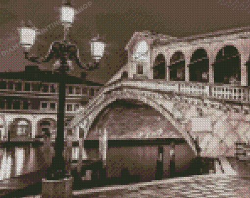 Rialto Bridge Venice Black And White Diamond Painting