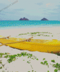 Yellow Boat In Lanikai Beach Diamond Painting