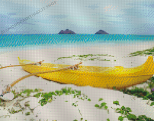 Yellow Boat In Lanikai Beach Diamond Painting