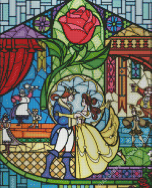 Beauty And The Beast Stained Glass Diamond Painting