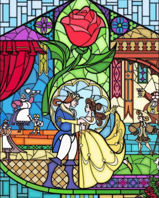 Beauty And The Beast Stained Glass Diamond Painting