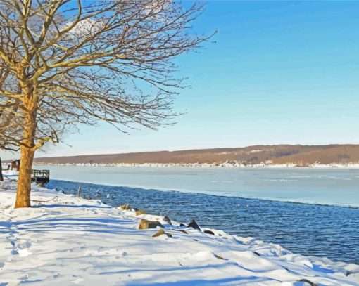 Cayuga Lake In Winter Diamond Painting