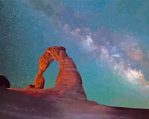 Delicate Arch With Milky Way In Utah Diamond Painting