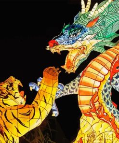 Dragon And Tiger Korean Lantern Festival Diamond Painting