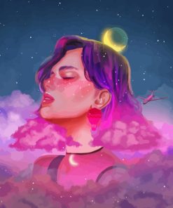 Fantasy Clouds with a girl Diamond Painting