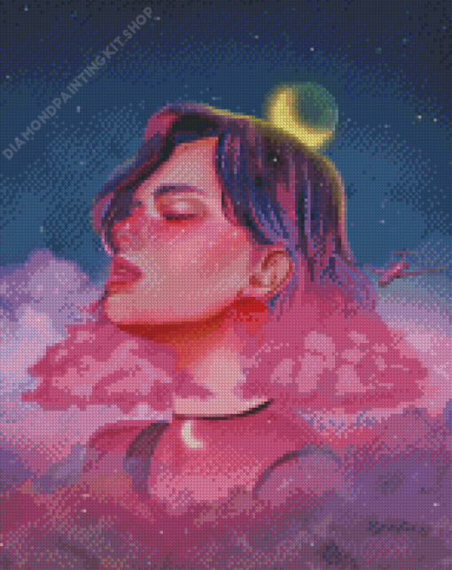 Fantasy Clouds with a girl Diamond Painting