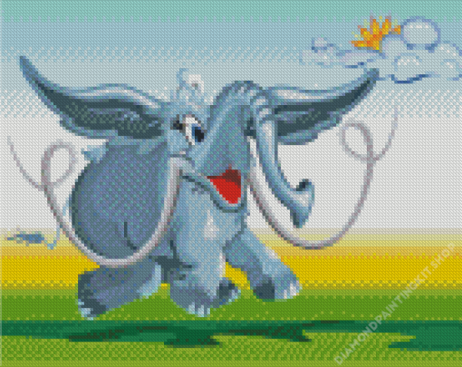 Flying Elephant Cartoon Diamond Painting