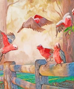 Galah Birds Gathering Diamond Painting