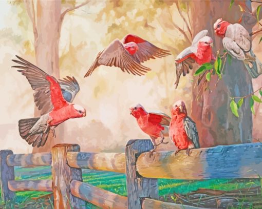 Galah Birds Gathering Diamond Painting