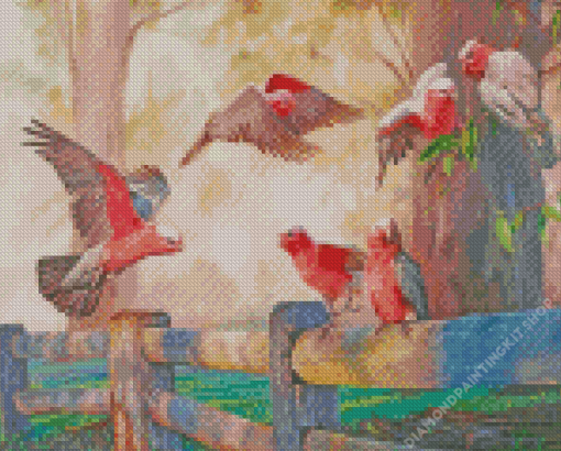 Galah Birds Gathering Diamond Painting