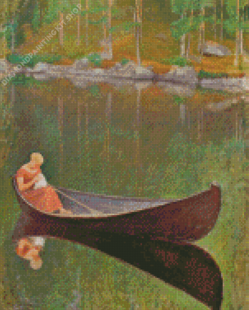 Lady In Boat Pekka Halonen Diamond Painting