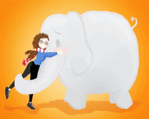 Little Girl Hugging Elephant Diamond Painting