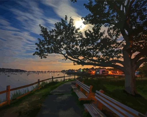 Marblehead At Night Diamond Painting