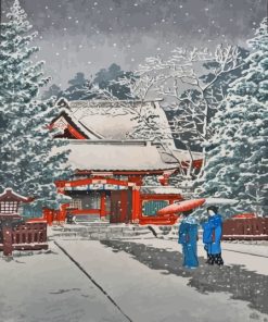 Snow At Hinoeda Shrine Hasui Kawase Diamond Painting