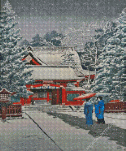 Snow At Hinoeda Shrine Hasui Kawase Diamond Painting