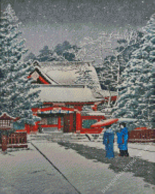 Snow At Hinoeda Shrine Hasui Kawase Diamond Painting