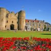 Tonbridge Castle With Red Flowers Diamond Painting