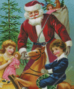 Vintage Santa Clause With Kids Diamond Painting