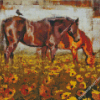 Abstract Horses in Sunflower Field Diamond Painting