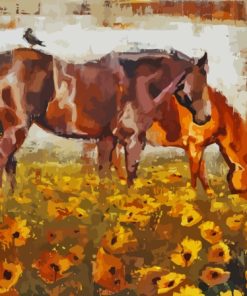 Abstract Horses in Sunflower Field Diamond Painting