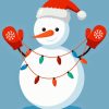 Cheerful Snowman In Santa Claus Hat Diamond Painting