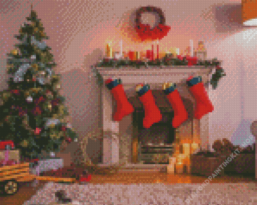 Christmas Fireplace Diamond Painting