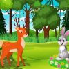 Deer And Rabbit In A Forest Illustration Diamond painting