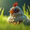 Funny Chicken With Sunglasses Diamond Painting