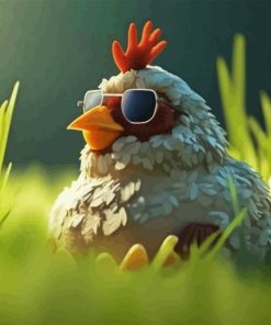 Funny Chicken With Sunglasses Diamond Painting