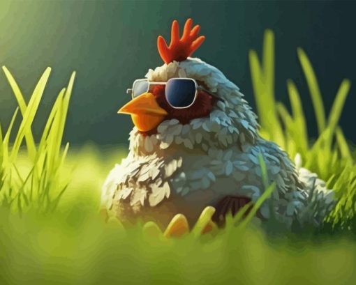 Funny Chicken With Sunglasses Diamond Painting