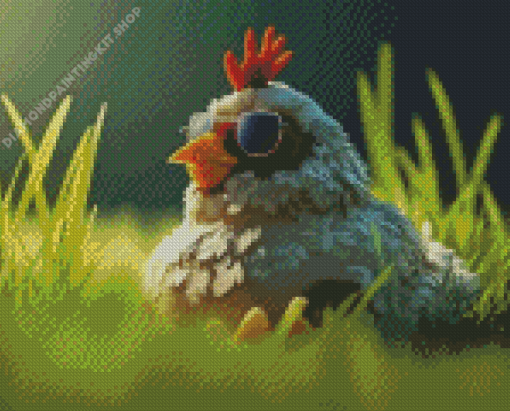 Funny Chicken With Sunglasses Diamond Painting