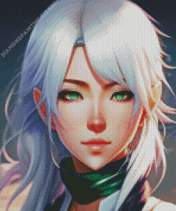 Girl With White Hair Diamond Painting