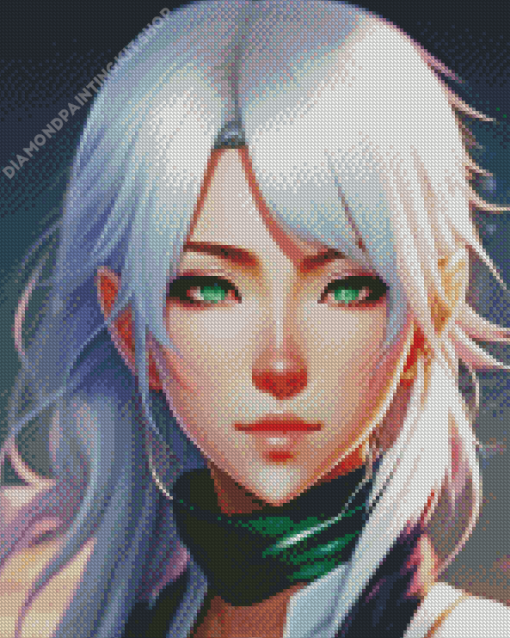 Girl With White Hair Diamond Painting