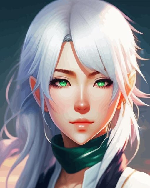 Girl With White Hair Diamond Painting