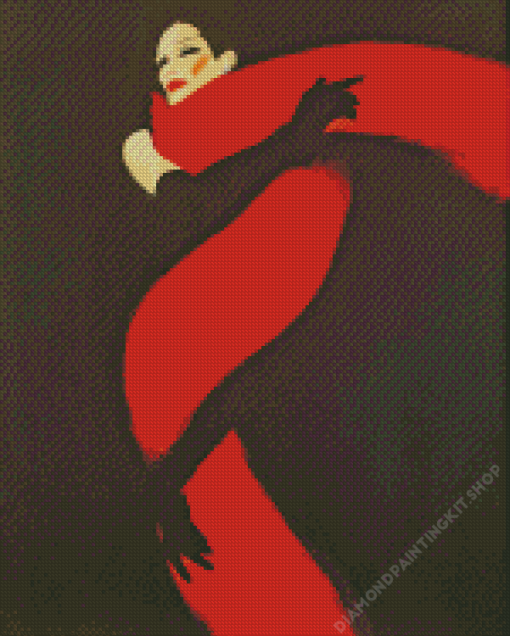 Illustration Rene Gruau Red And Black Diamond Painting