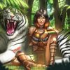 Jungle And Woman With Tiger Diamond Painting