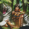 Jungle And Woman With Tiger Diamond Painting