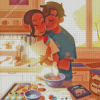 Kitchen Couple Illustration Diamond Painting