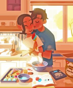 Kitchen Couple Illustration Diamond Painting