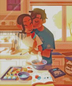 Kitchen Couple Illustration Diamond Painting