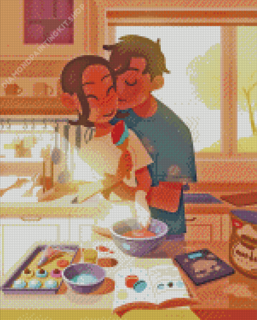 Kitchen Couple Illustration Diamond Painting