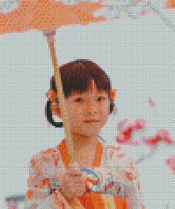 Little Chinese Girl Holding Umbrella Diamond Painting