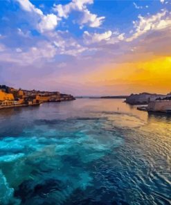 Malta Harbor At Sunrise diamond painting