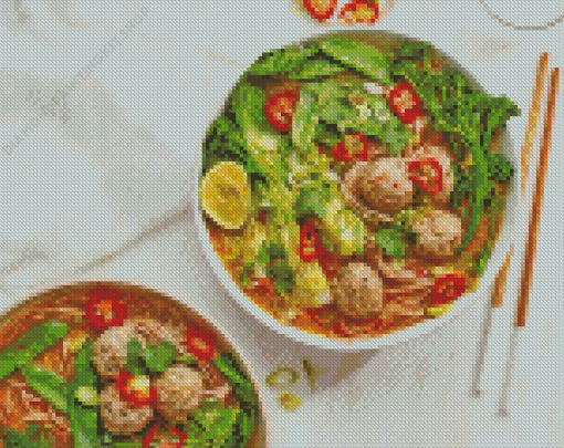 Meatball Laksa Dish Diamond Painting