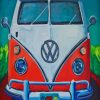 Red Hippie Bus Diamond Painting