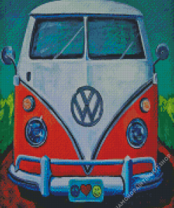 Red Hippie Bus Diamond Painting