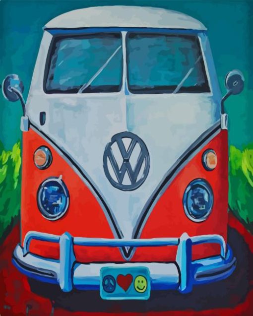 Red Hippie Bus Diamond Painting