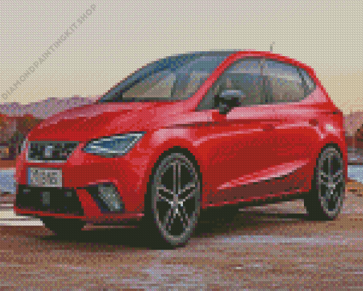 Red Ibiza Car Diamond Painting